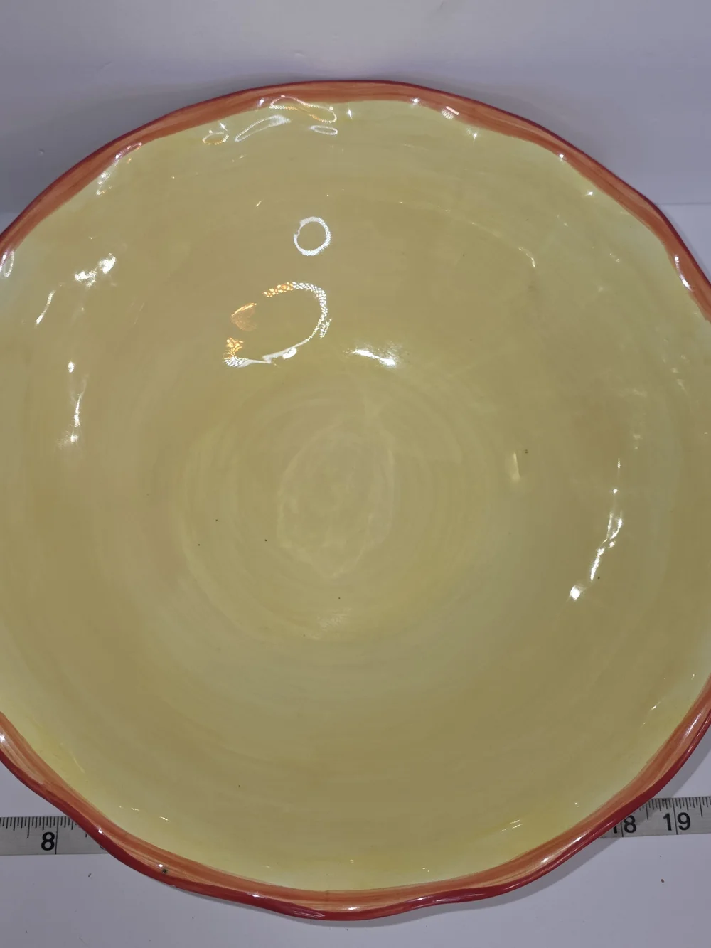 Pfaltzgraff Yellow Floral Scalloped Bowl with Red Edge